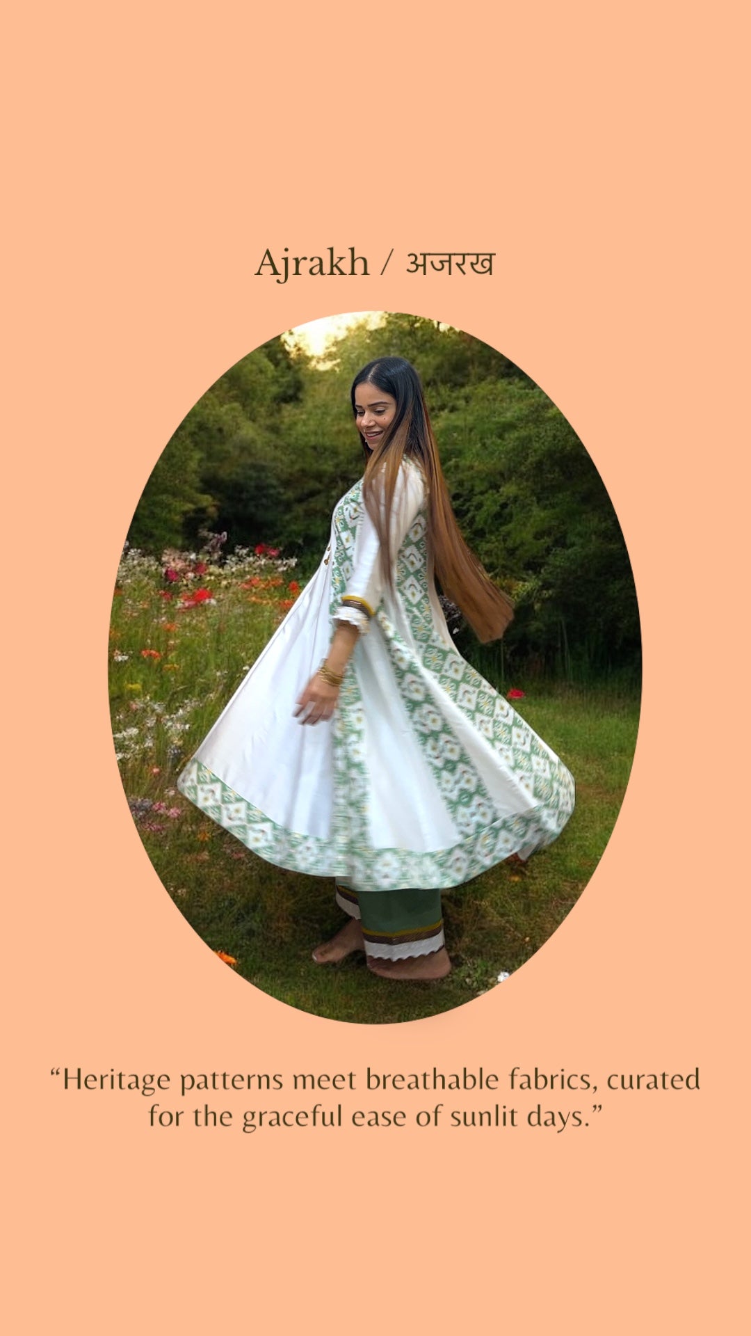 GREEN AJRAK KALIDAAR SET