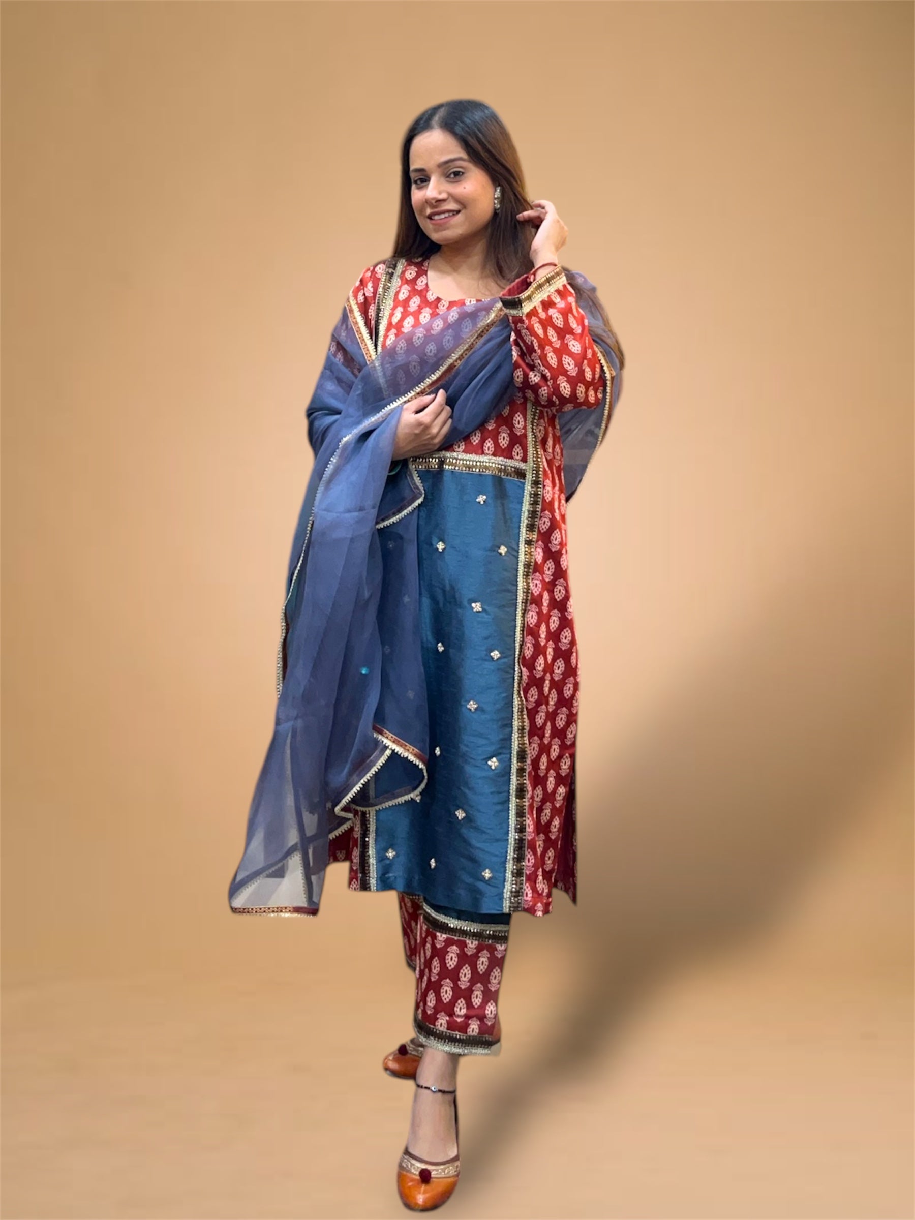 Maroon Rimjhim Kurta Set