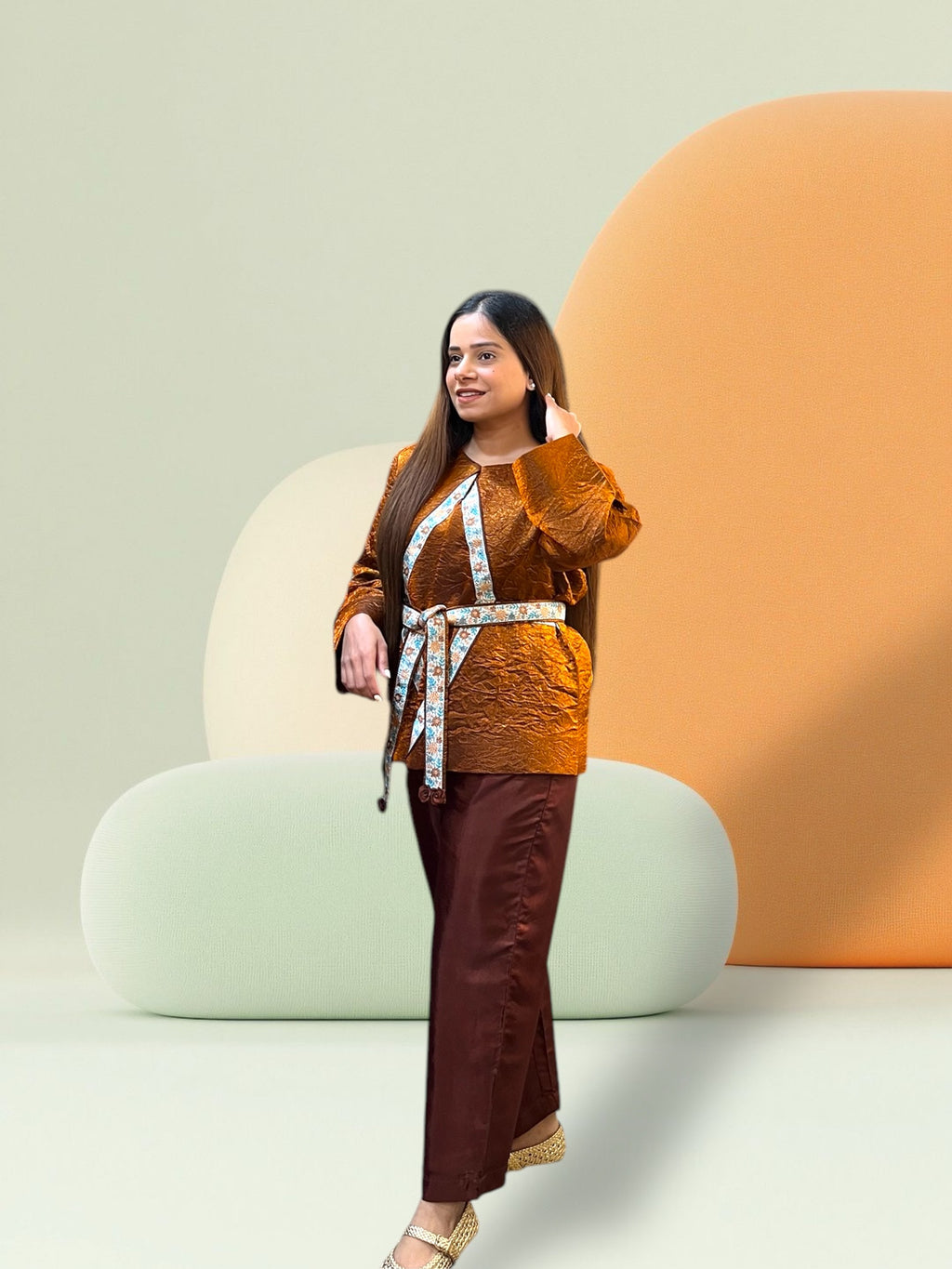 RUST SHIMMER JACKET CORD-SET