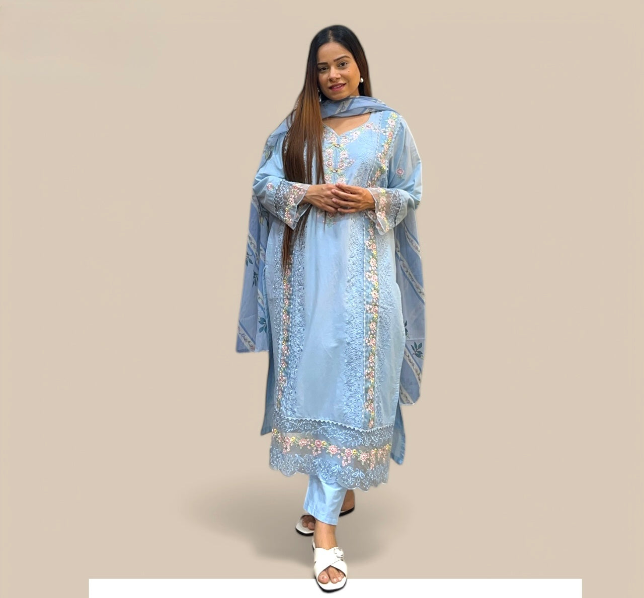POWDER BLUE LAWN KURTA SET