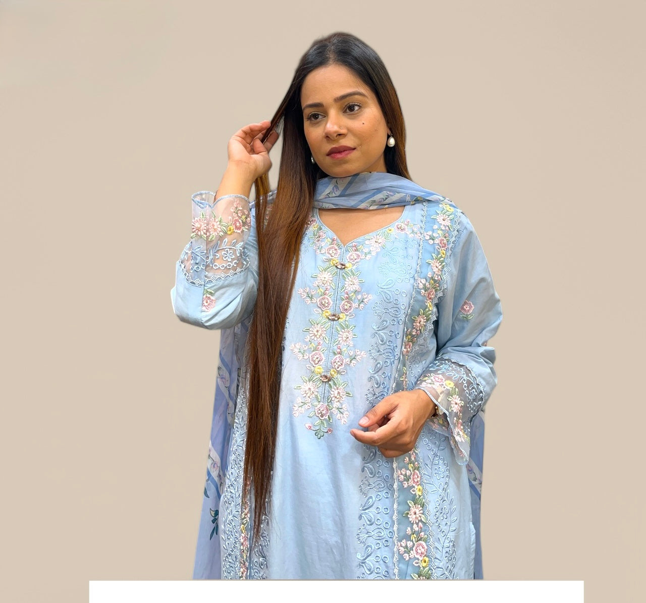 POWDER BLUE LAWN KURTA SET