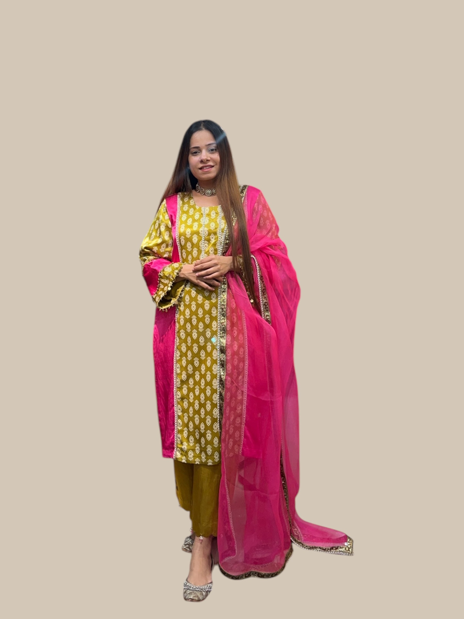 RANI PINK 4 KALI KURTA SET