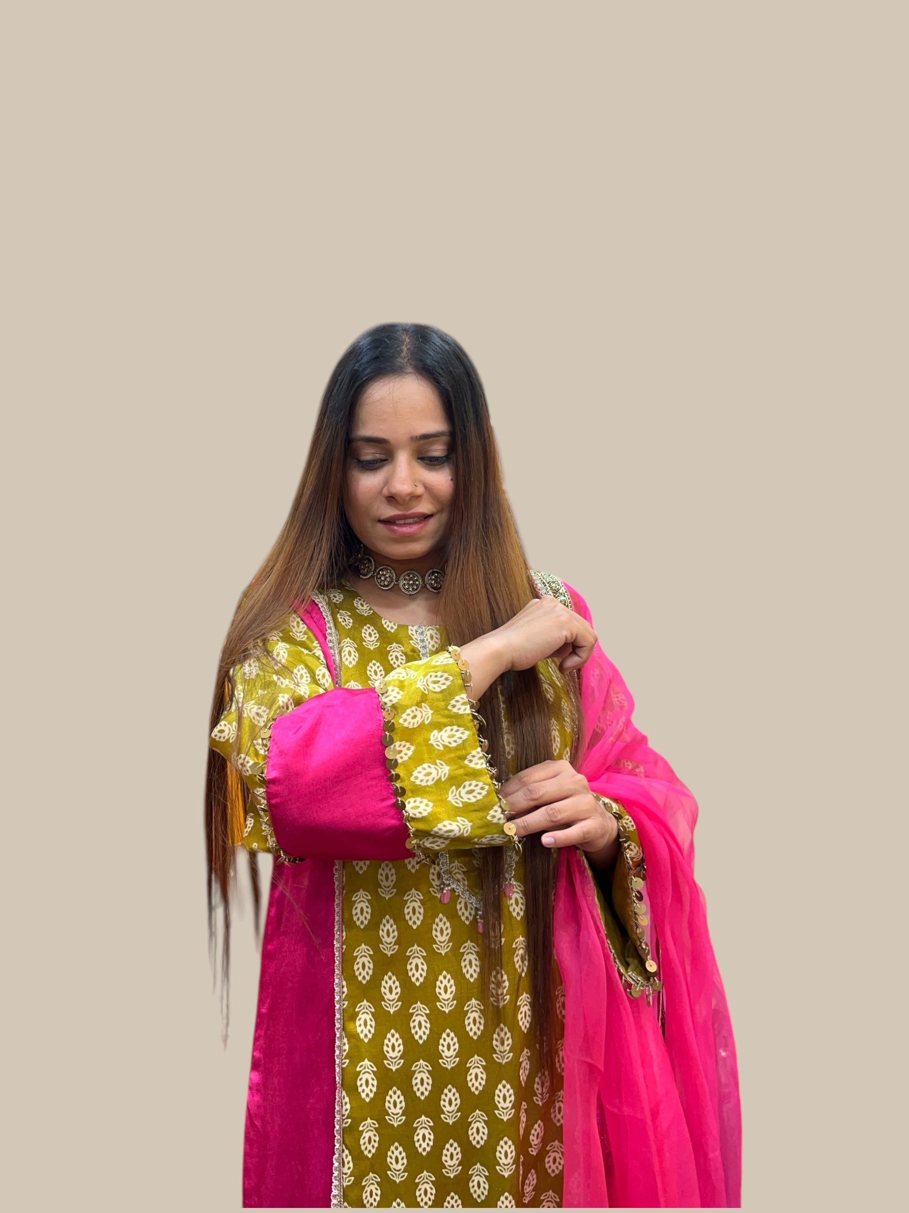 RANI PINK 4 KALI KURTA SET