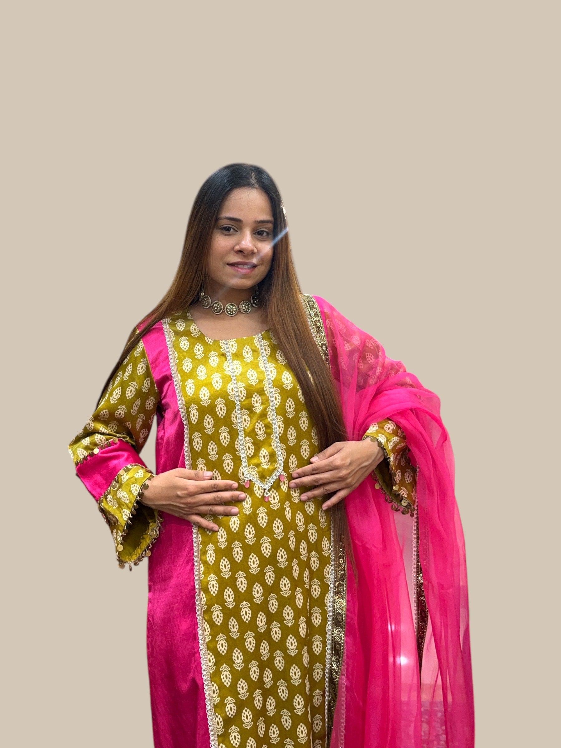 RANI PINK 4 KALI KURTA SET