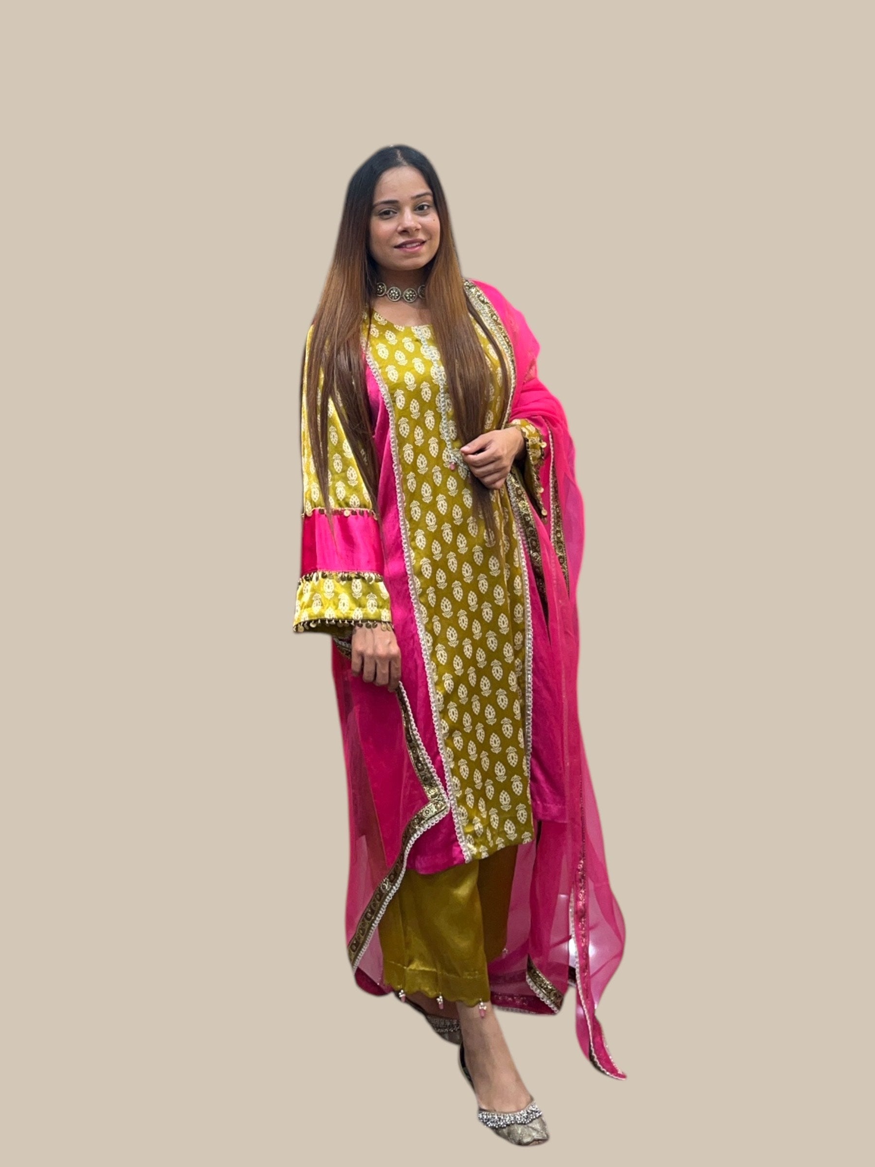 RANI PINK 4 KALI KURTA SET