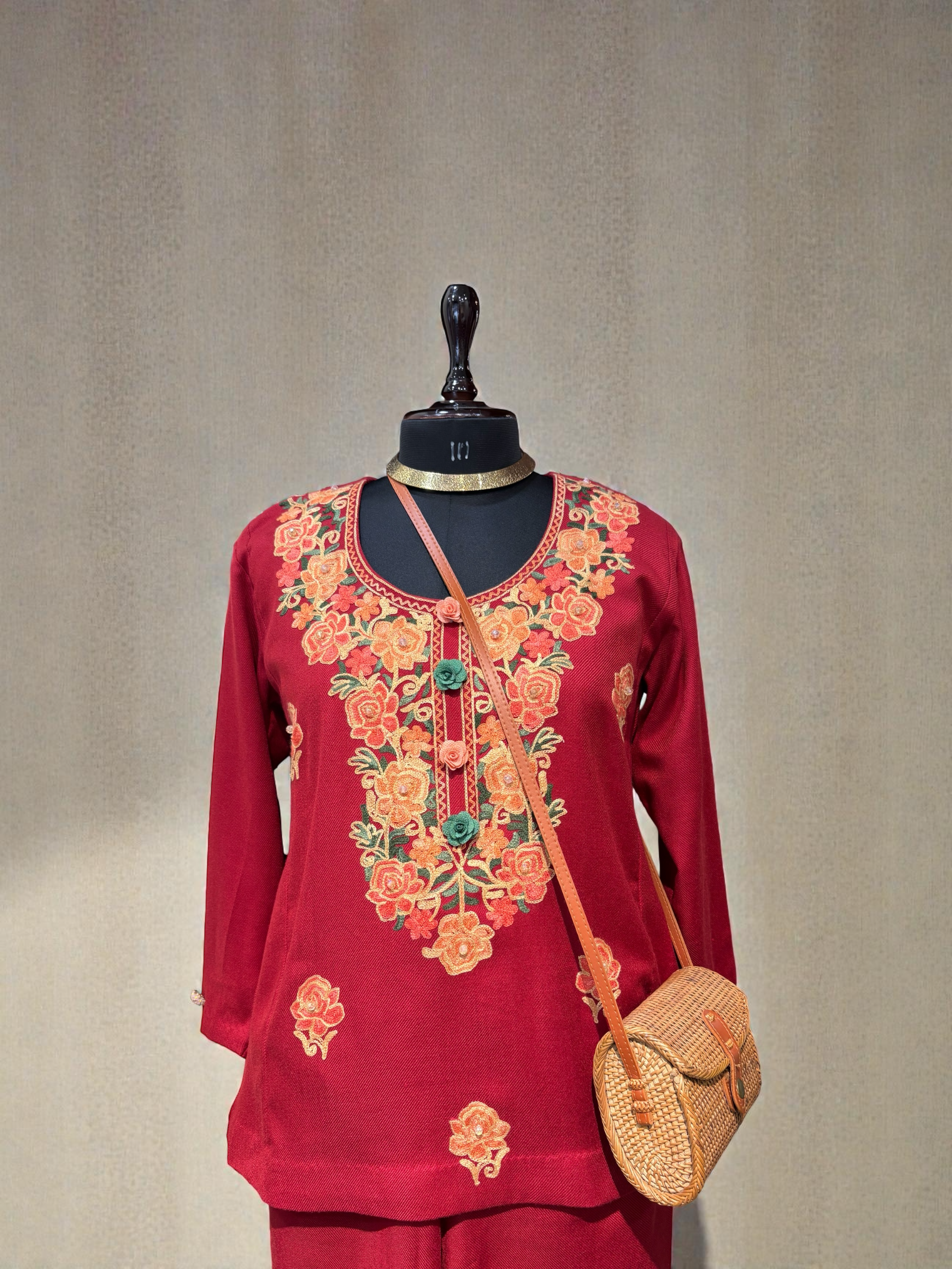 WOOLLEN MAROON CORD-SET