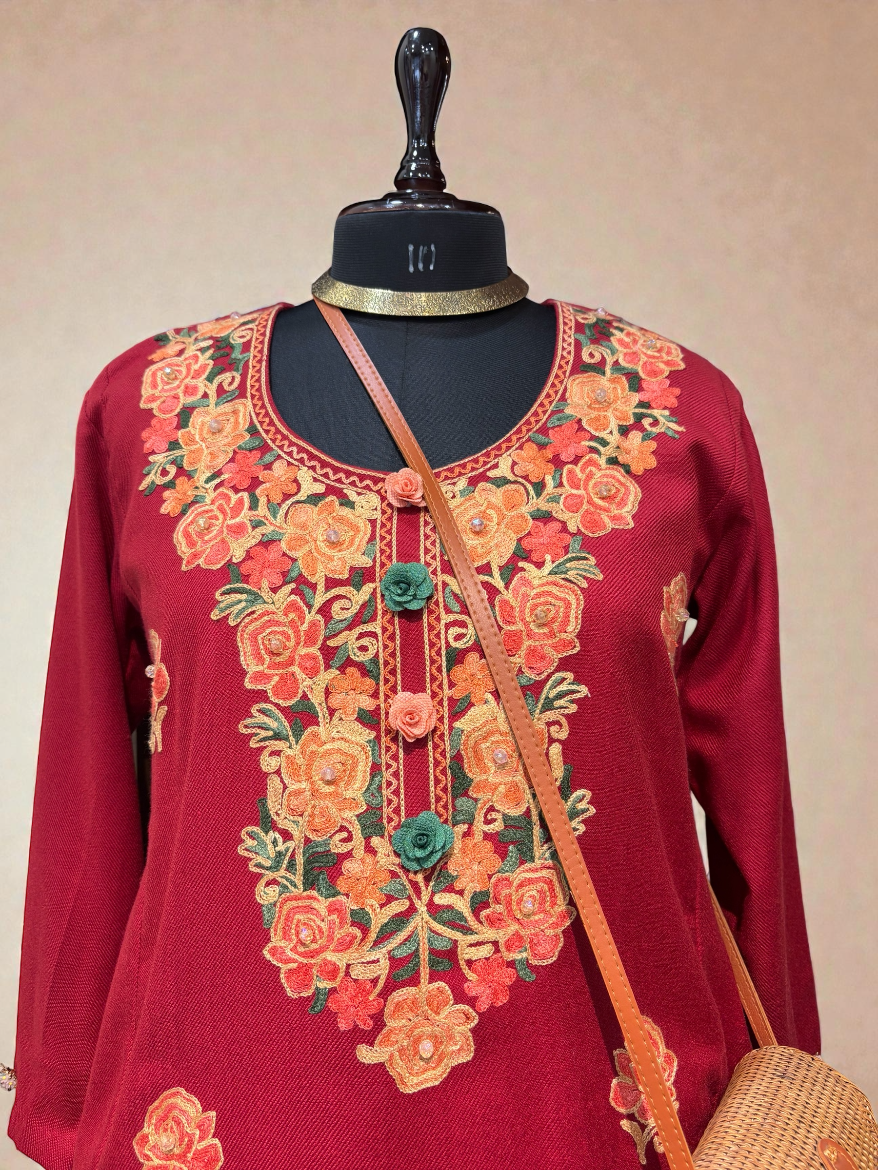 WOOLLEN MAROON CORD-SET