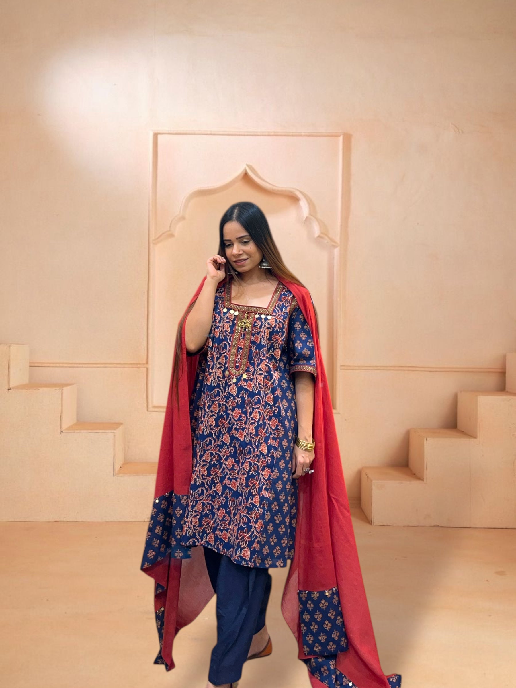 saanjh-blue-ajrak-set