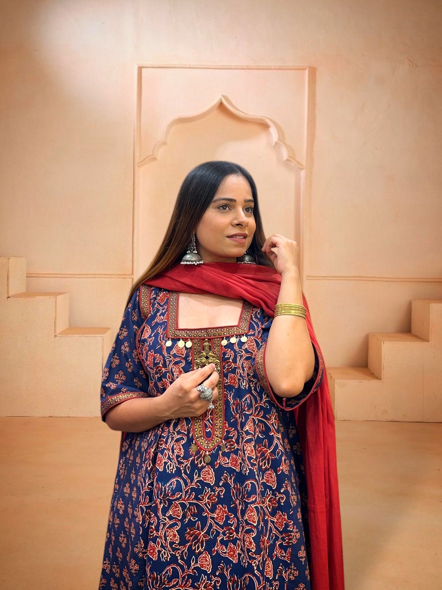 saanjh-blue-ajrak-set