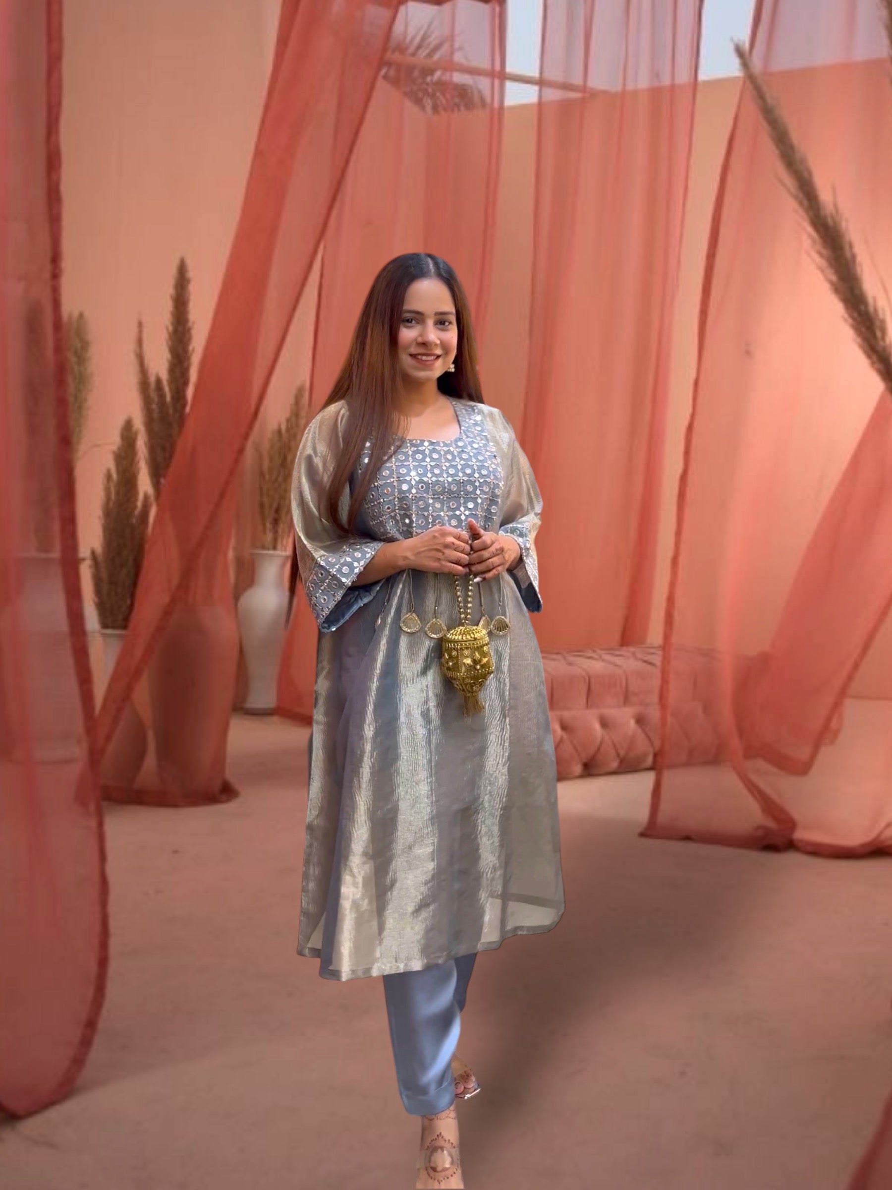 Taara Tissue Silk Kaftan Set